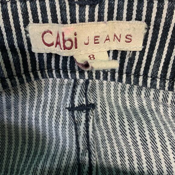 Cabi Jeans Blue and White Pinstripe Capri Cotton Jean Pants Size 8 - Picture 5 of 5